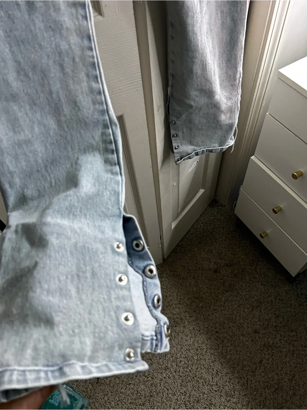 AKIRA Light Blue Washed Denim Jeans with White Label